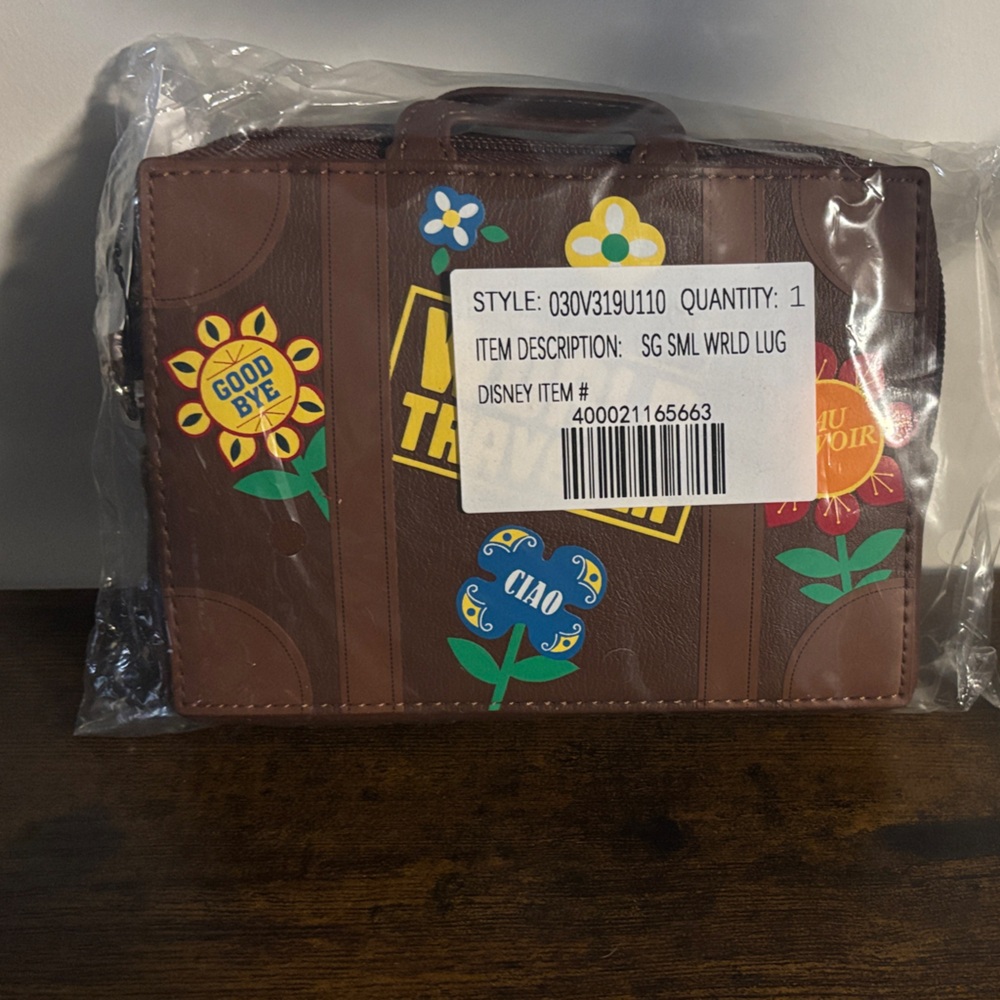 Disney Brown  Epcot Passport Floral Clutch